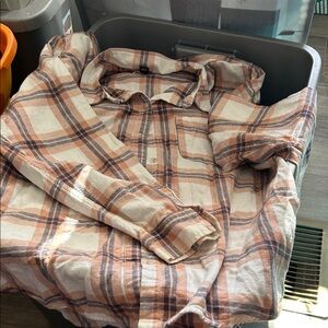 Universal Thread Peach and Navy Plaid Shirt